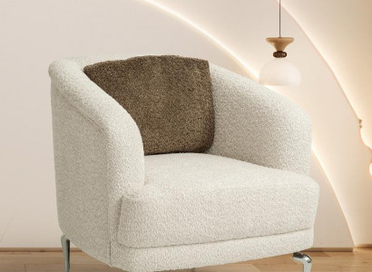 Stilvoller Polstersessel Beiger Wohnzimmer Einsitzer Metallfüße
