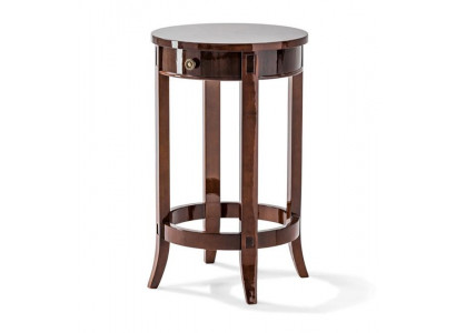 Elegante Konsole aus Holz mit Schublade und runder Tischplatte