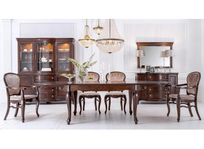 Elegantes Esszimmer-Set aus Tisch 4 Stühlen Vitrine und Sideboard