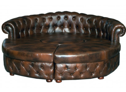 Chesterfield Rundsofa Ledersofa Runde Sofa XXL Wohnlandschaft Eckcouch Ecksofa